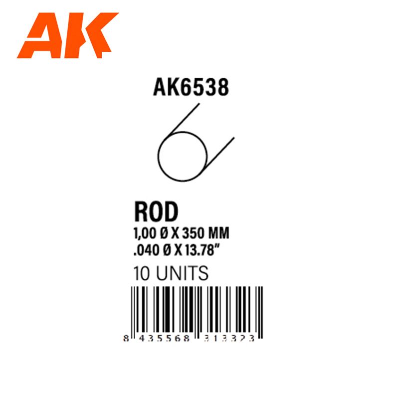 ROD 1.00 DIAMETER X 350MM – STYRENE ROD – (10 UNITS)