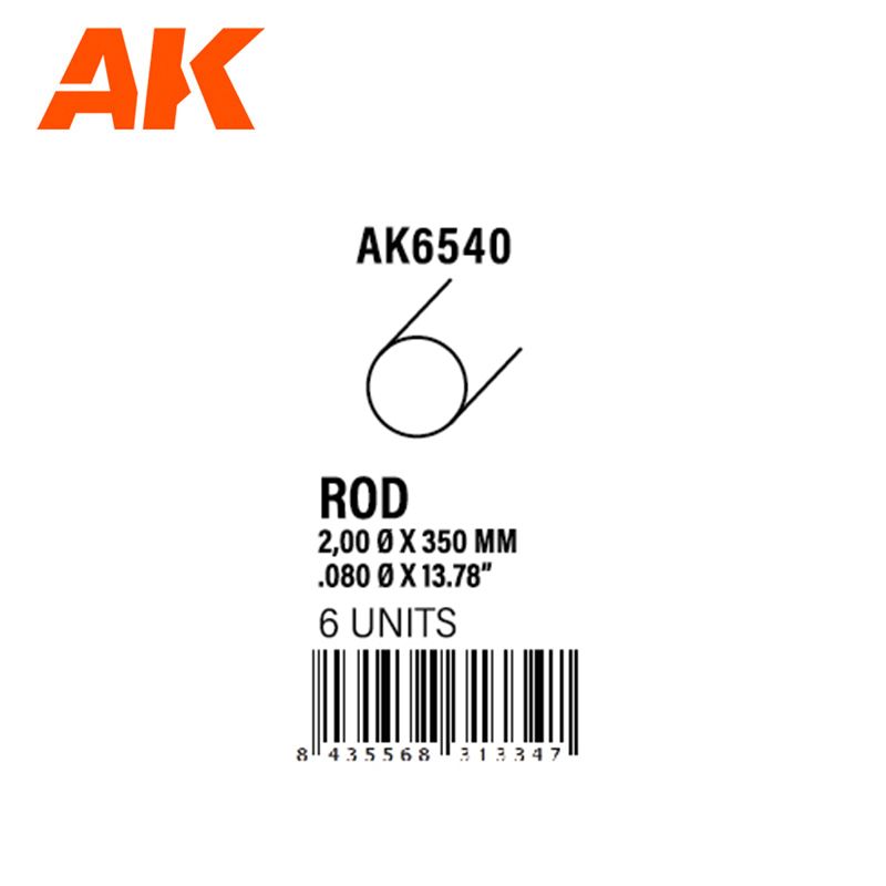 ROD 2.00 DIAMETER X 350MM – STYRENE ROD – (6 UNITS)
