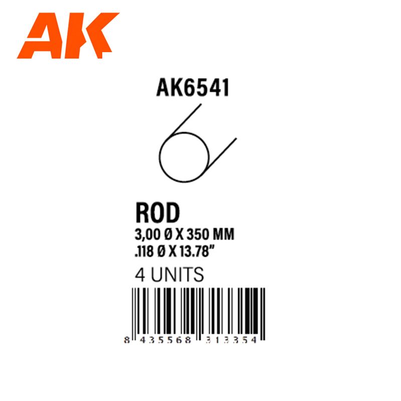 ROD 3.00 DIAMETER X 350MM – STYRENE ROD – (4 UNITS)