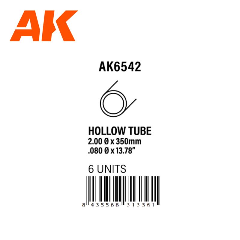 HOLLOW TUBE 2.00 DIAMETER X 350MM – STYRENE HOLLOW TUBE – (6 UNITS)