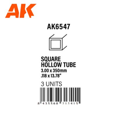 SQUARE HOLLOW TUBE 3.00 X 350MM – STYRENE SQUARE HOLLOW TUBE – (3 UNITS)