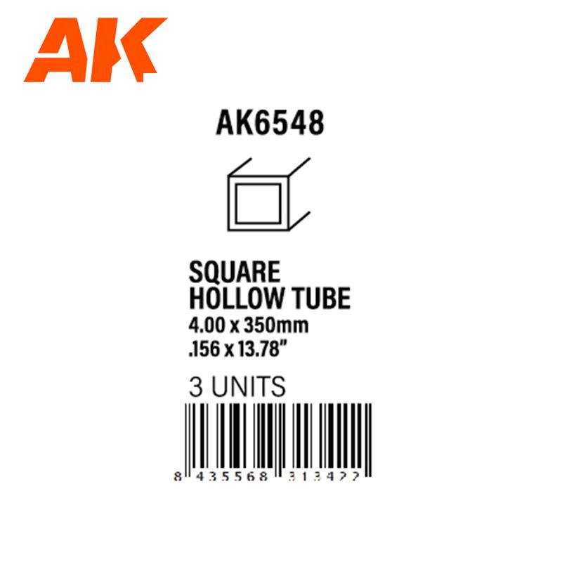 SQUARE HOLLOW TUBE 4.00 X 350MM – STYRENE SQUARE HOLLOW TUBE – (3 UNITS)