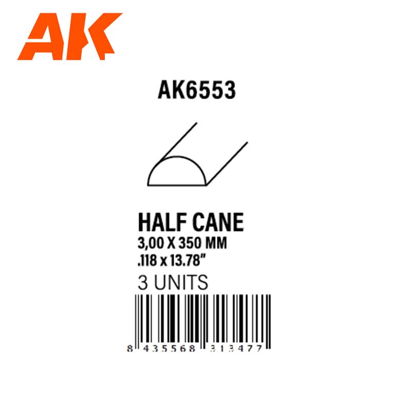 HALF CANE 3.00 X 350MM – STYRENE HALF CANE – (3 UNITS)