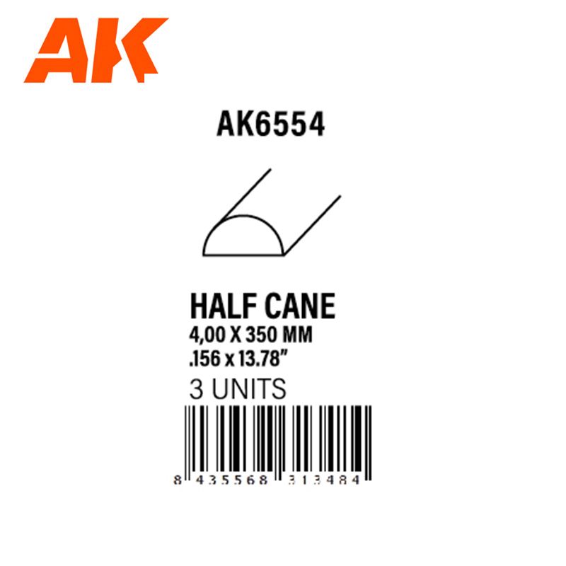 HALF CANE 4.00 X 350MM – STYRENE HALF CANE – (3 UNITS)