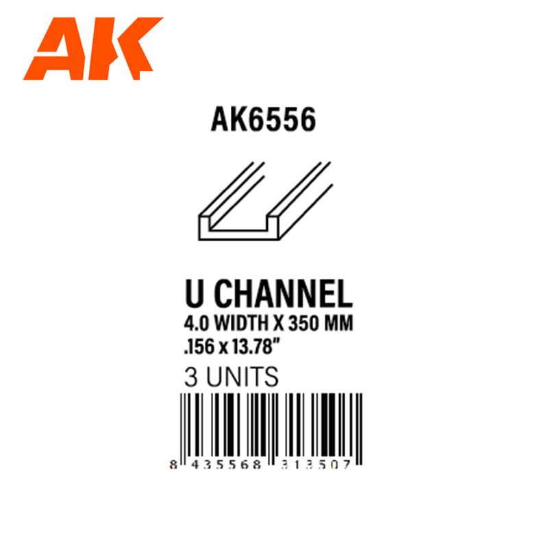 U CHANNEL 4.0 WIDTH X 350MM – STYRENE U CHANNEL – (3 UNITS)