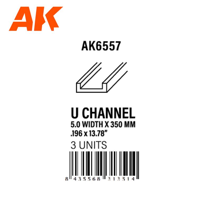 U CHANNEL 5.0 WIDTH X 350MM – STYRENE U CHANNEL – (3 UNITS)