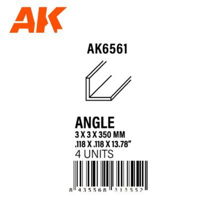 ANGLE 3.0 X 3.0 X 350MM – STYRENE ANGLE – (4 UNITS)