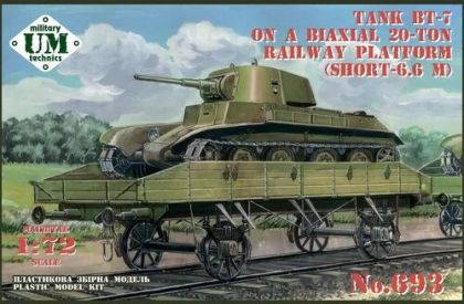 1:72 Tank BT-7 on a Bi-axial 20-ton Railway Platform (Short - 6,6 M)