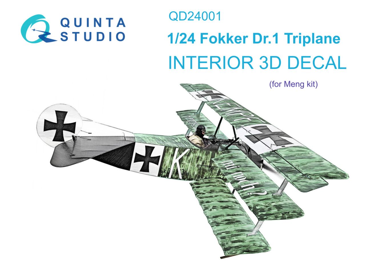 1:24 Fokker Dr.1 3D-Printed & coloured Interior on decal paper (Meng)