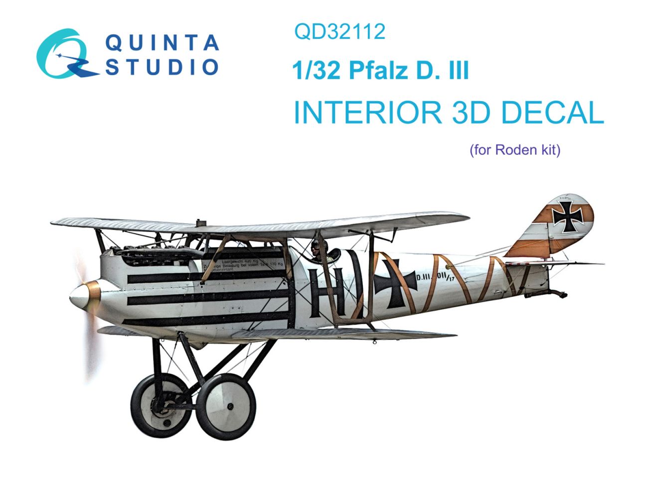 1:32 Pfalz D.III 3D-Printed & coloured Interior on decal paper (Roden)