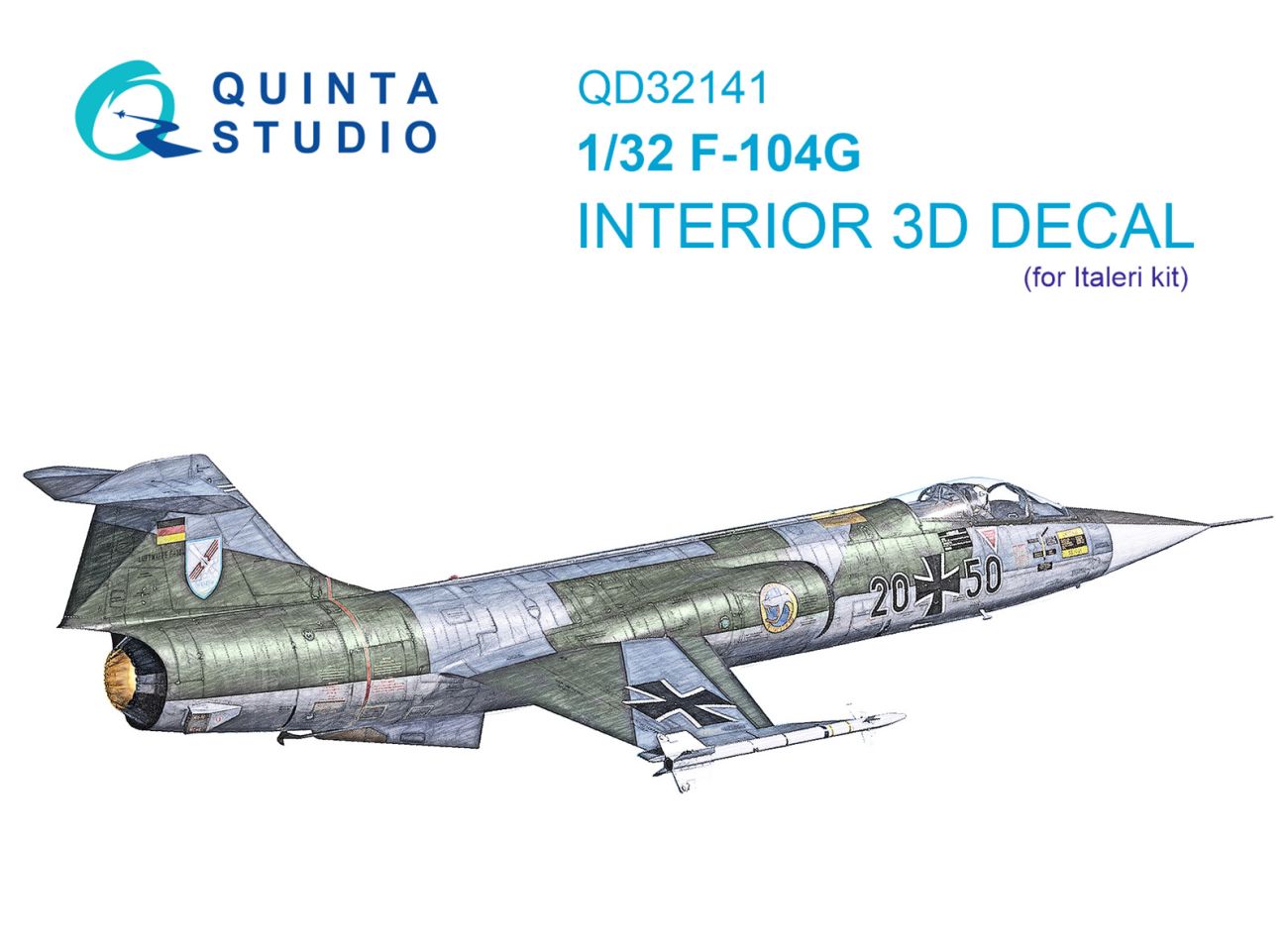 1:32 F-104G 3D-Printed & coloured Interior on decal paper (Italeri)