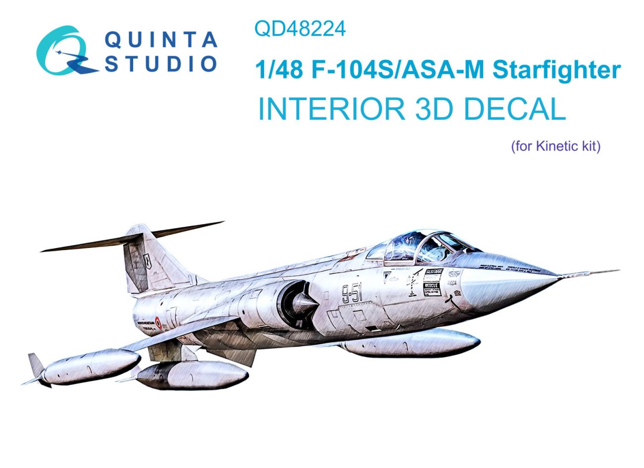 1:48 F-104S/ASA-M 3D-Printed & coloured Interior on decal paper (Kinetic)