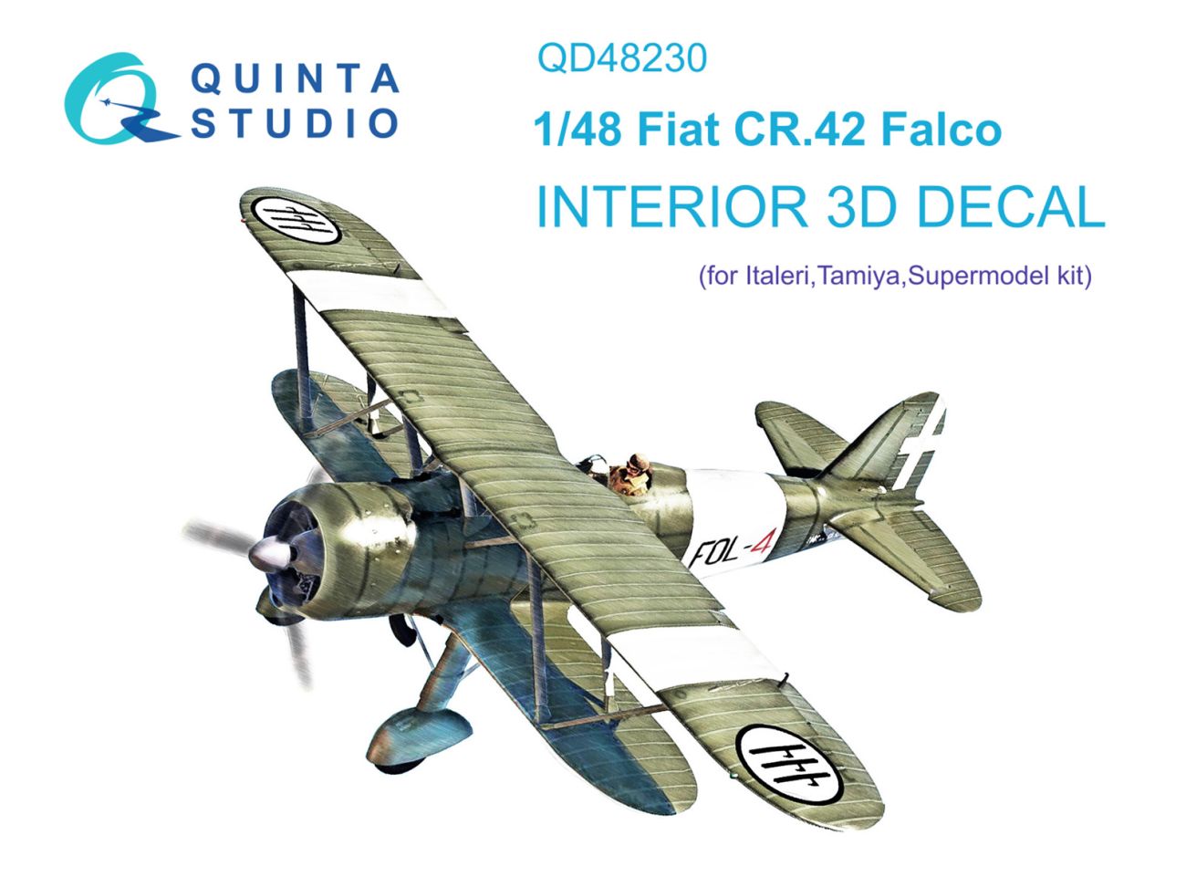 1:48 Fiat CR.42 3D-Printed & coloured Interior on decal paper (Italeri)