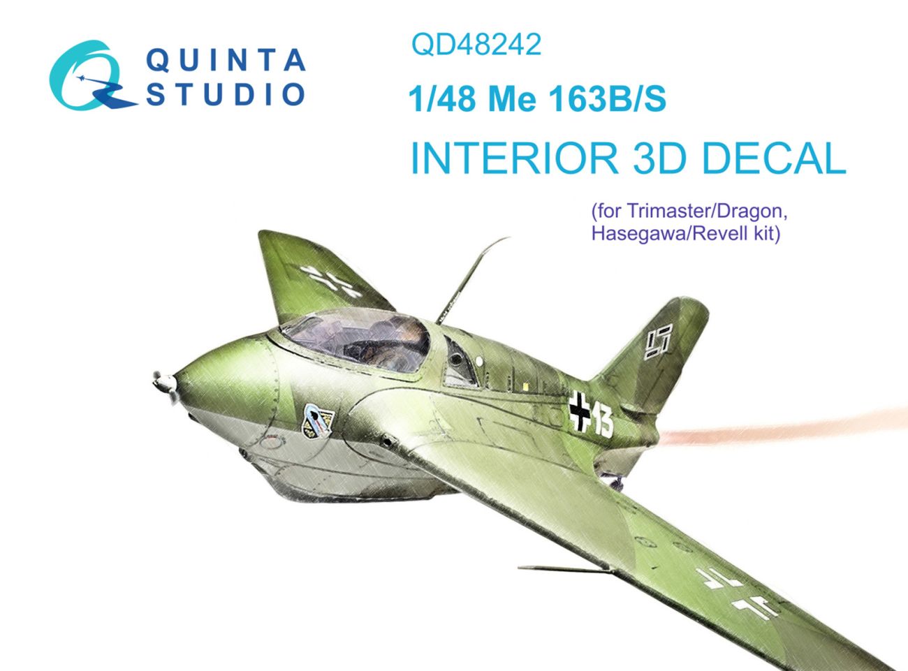 1:48 Me 163B/S 3D-Printed & coloured Interior on decal paper (Dragon)