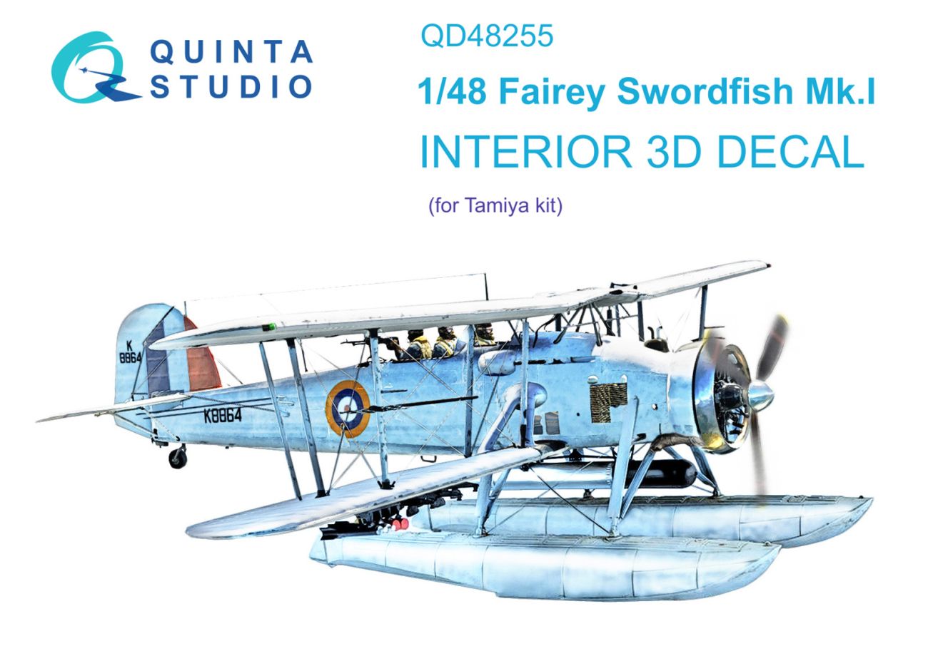 1:48 Swordfish Mk.I 3D-Printed & coloured Interior on decal paper (Tamiya)