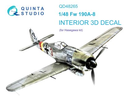 1:48 Fw 190A-8 3D-Printed & coloured Interior on decal paper (Hasegawa)