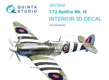 1:72 Spitfire Mk.IX 3D-Printed & coloured Interior on decal paper (Eduard)