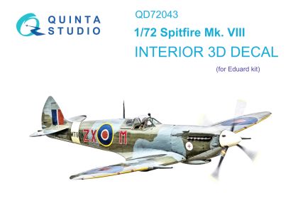 1:72 Spitfire Mk.VIII 3D-Printed & coloured Interior on decal paper (Eduard)