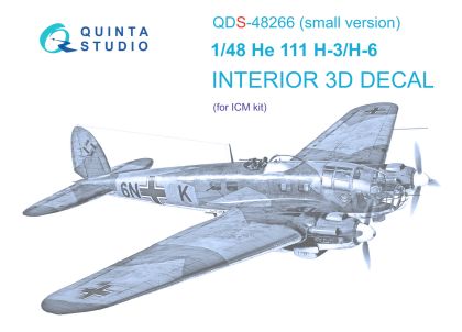 1:48 He 111H-3/H-6 3D-Printed & coloured Interior on decal paper (ICM) (Small version)