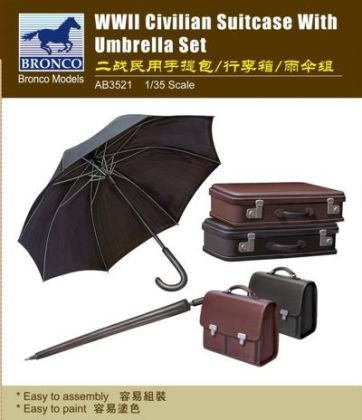 1:35 WWII Civilian suitcase with Umbrella set