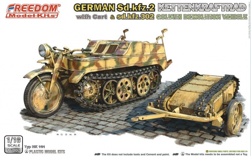 1:16 WWII GERMAN KETTENKRAD WITH CART AND GOLIATH