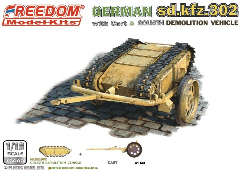 1:16 WWII SDKFZ 302 GOLIATH DEMOLITION VEHICLE WITH CART