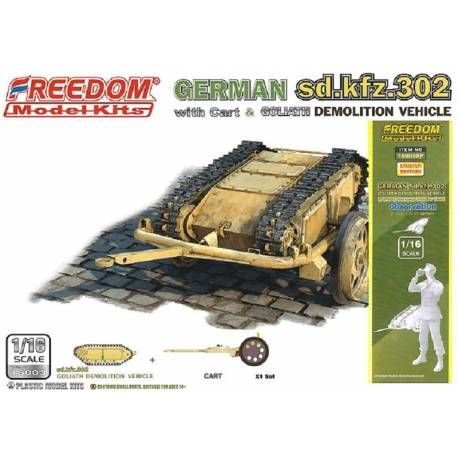 1:16 Sd.kfz. 302 Goliath Demolition Vehicle with cart & German Soldier 1944 Observation