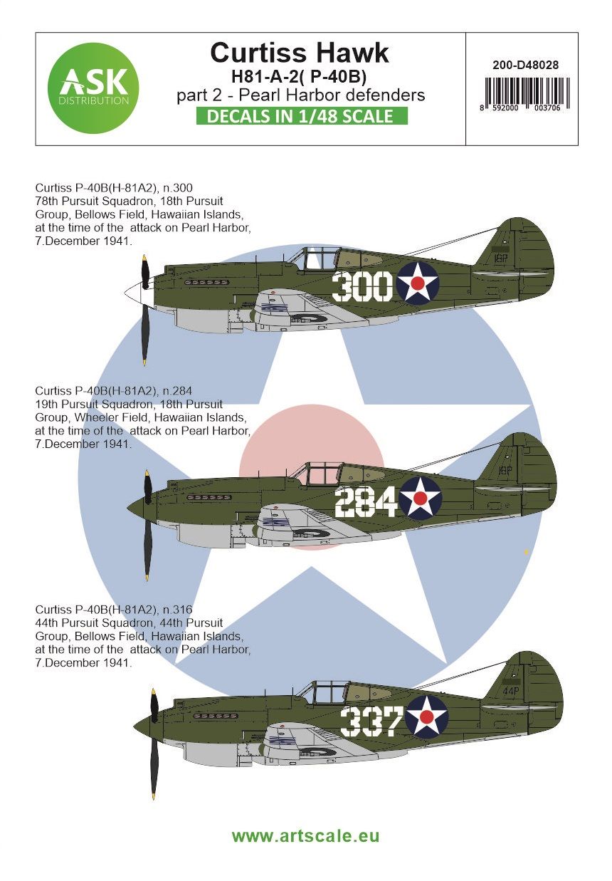 1:48 Curtiss Hawk 81-A-2 (P-40B) part 2 - Pearl Harbor defenders