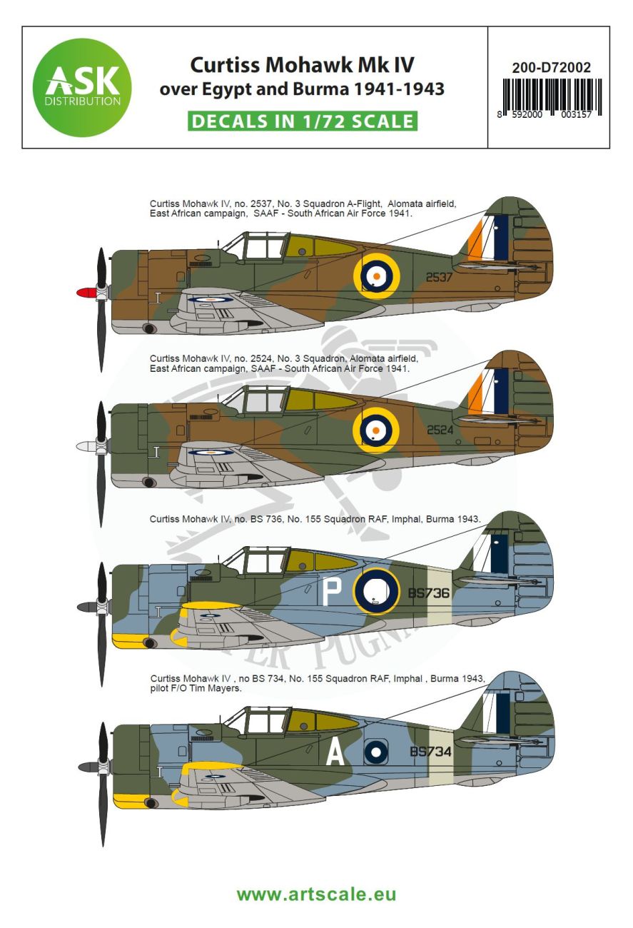1:72 Curtiss Mohawk IV over Egypt and Burma 1941-1943