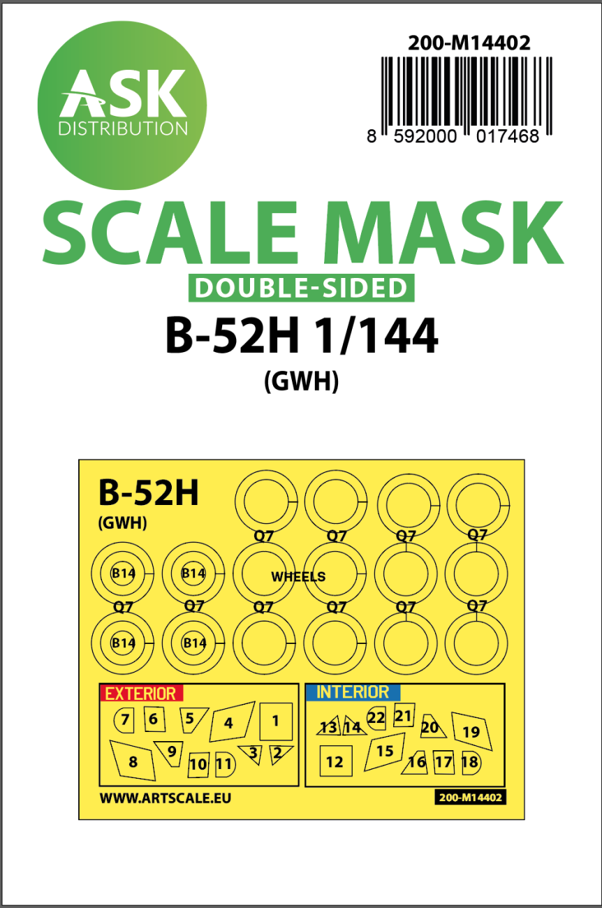 1:144 B-52H double-sided painting mask for Great Wall Hobby