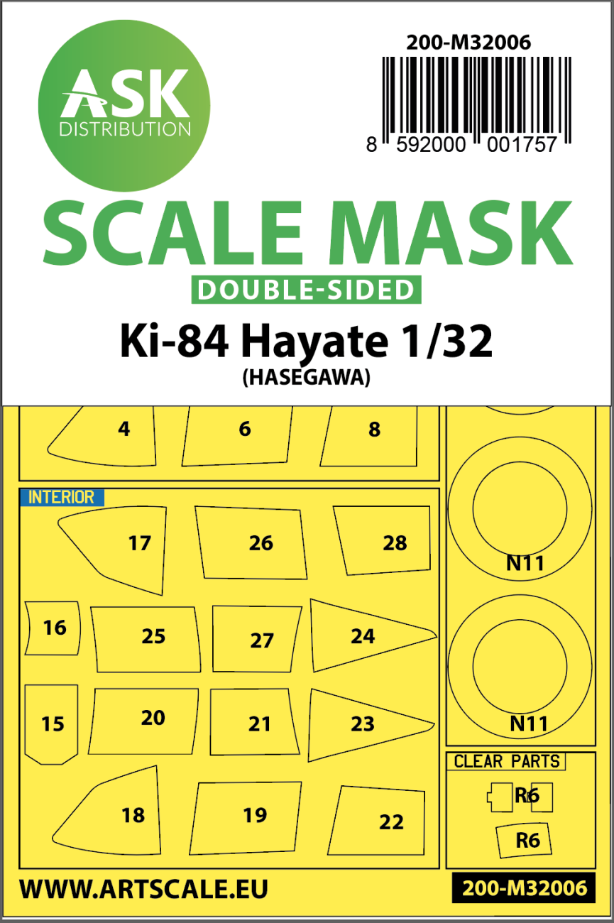 1:32 Ki-84 Hayate double-sided express mask for Hasegawa
