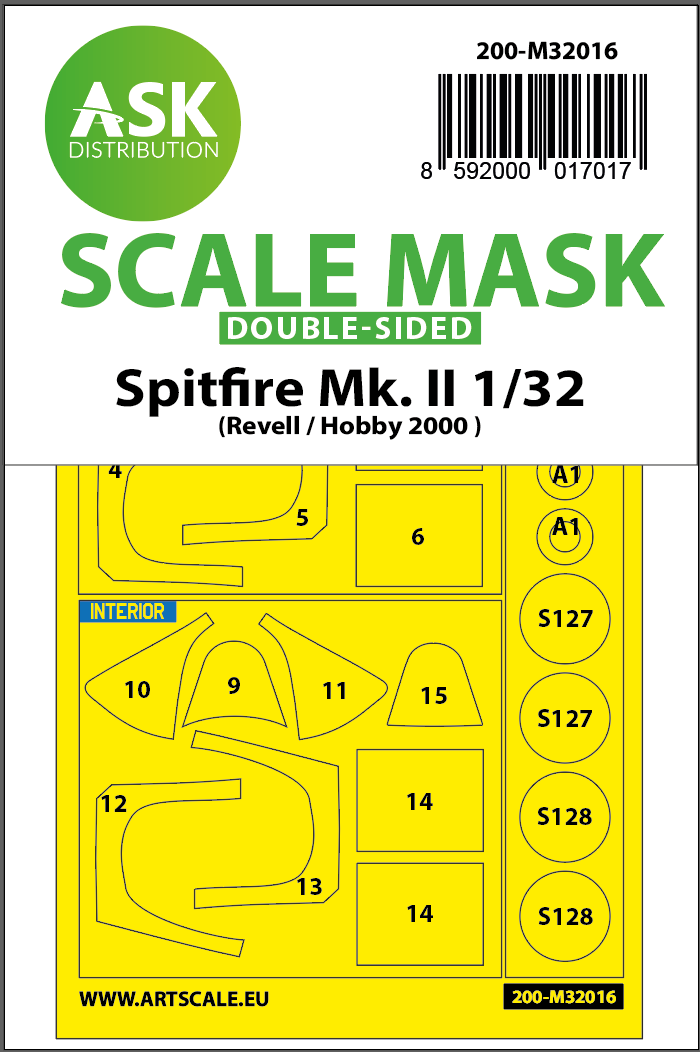 1:32 Spitfire Mk.II double-sided express masks for Revell/Hobby2000