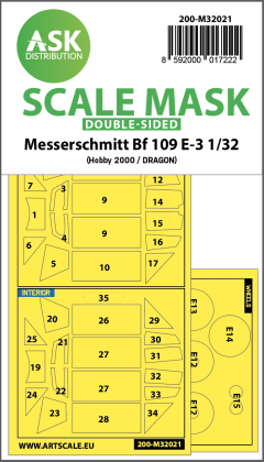 1:32 Messerschmitt Bf 109E-3 double-sided express masks for Hobby2000/Dragon