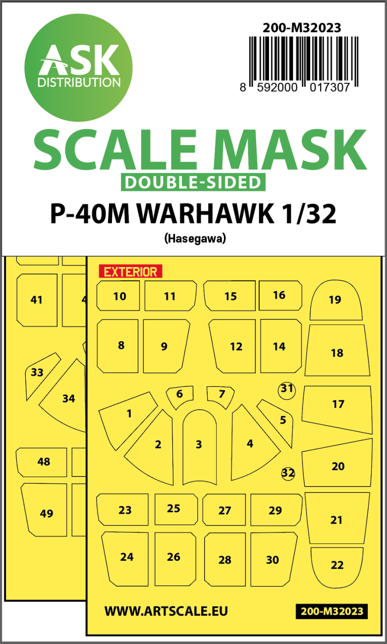 1:32 P-40M Warhawk double-sided express masks for Hasegawa/Hobby2000