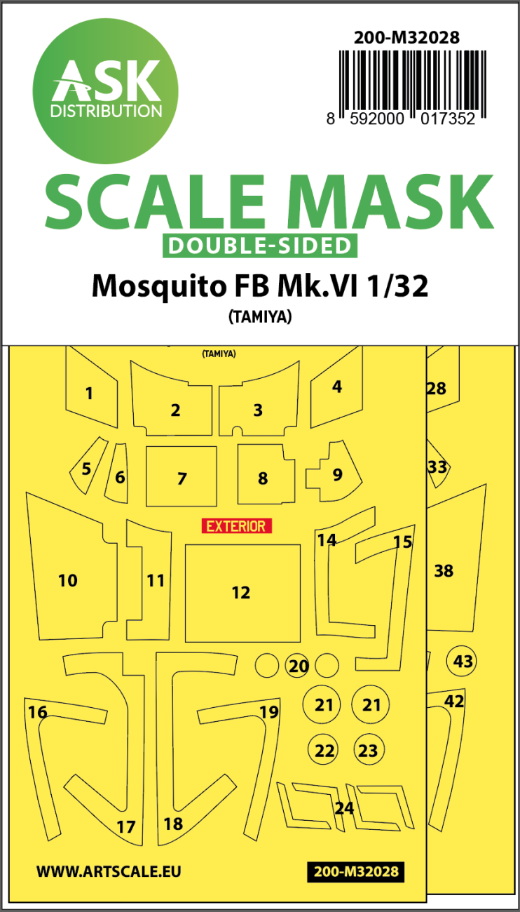 1:32 Mosquito FB Mk.VI double-sided express masks for Tamiya