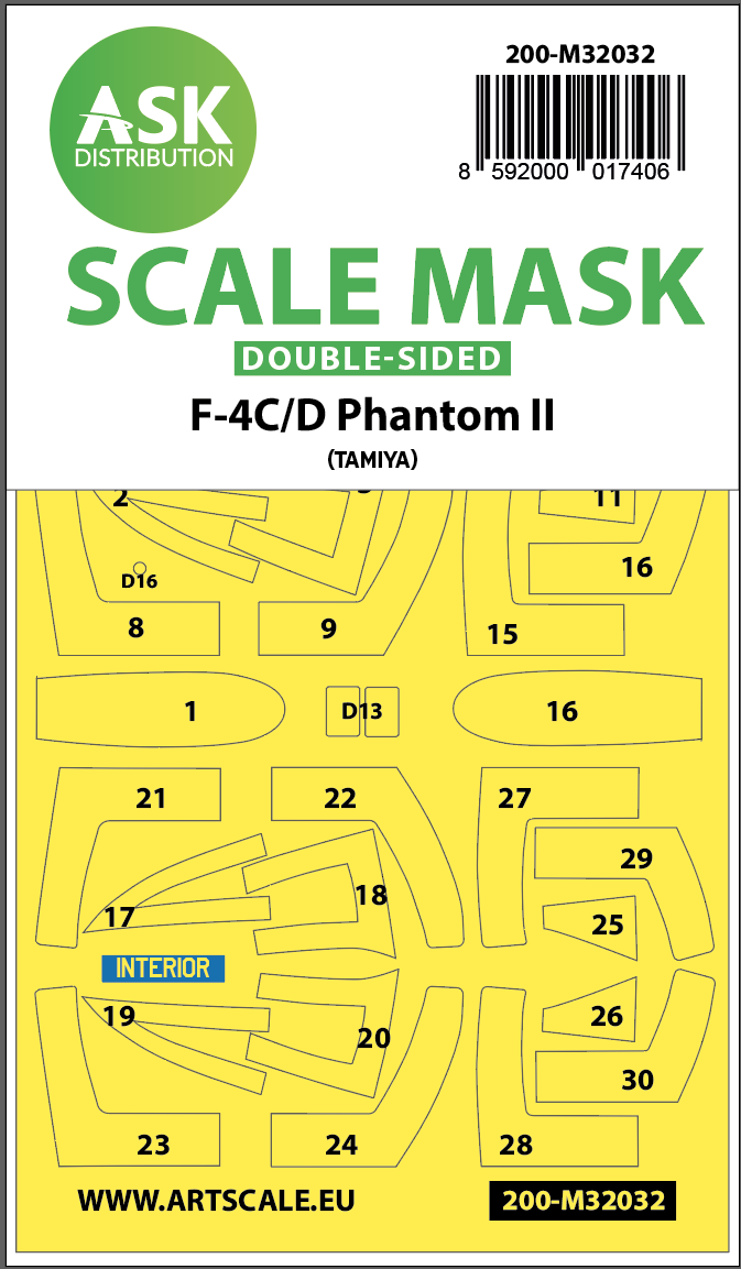 1:32 F-4C/D Phantom double-sided mask for Tamiya