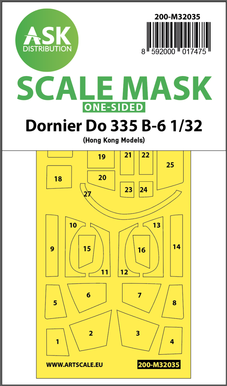 1:32 Dornier Do 335B-6 one-sided mask for HK Models