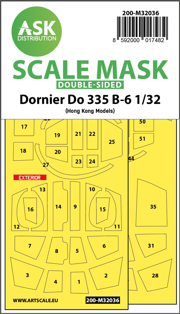1:32 Dornier Do 335B-6 double-sided mask for HK Models