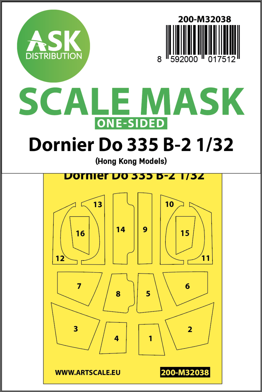 1:32 Dornier Do 335B-2 one-sided mask for HK Models