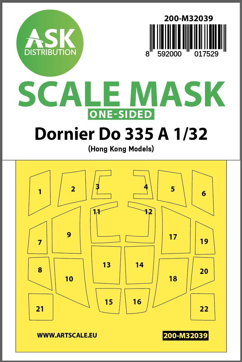1:32 Dornier Do 335A one-sided mask for HK Models