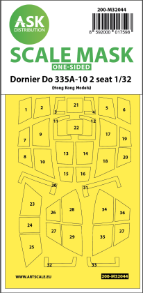 1:32 Dornier Do 335A-10 two seater one-sided mask for HK Models
