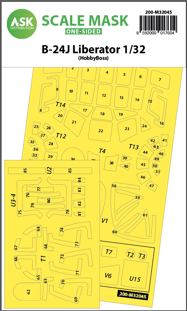 1:32 B-24J Liberator one-sided mask for Hobby Boss