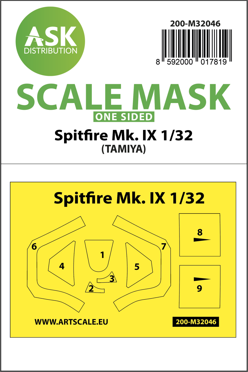 1:32 Spitfire Mk.IX one-sided masks for Tamiya