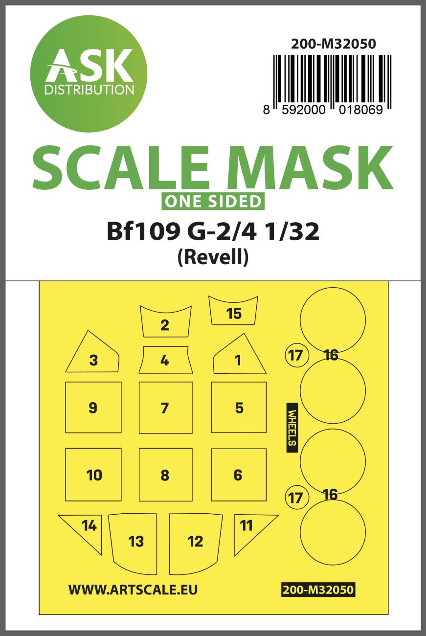 1:32 Messerschmitt Bf 109G-2/G-4 one-sided express masks for Revell