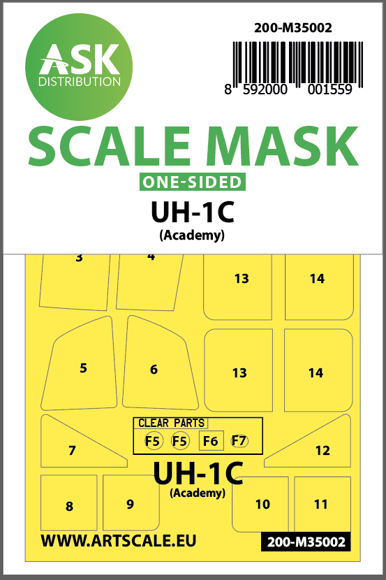 1:35 UH-1C one-sided painting mask for Academy