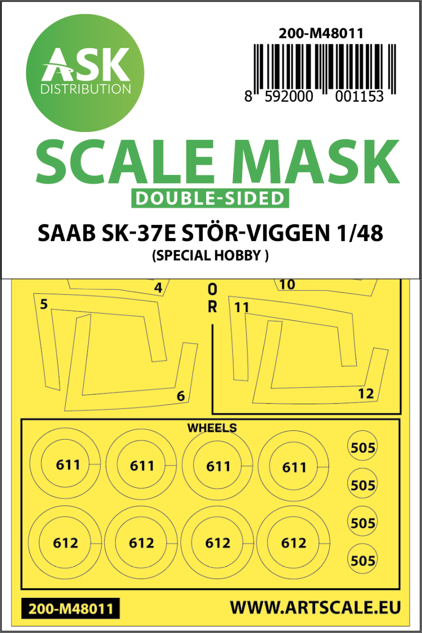 1:48 SAAB SK-37E Stör-Viggen double-sided painting mask for Special Hobby
