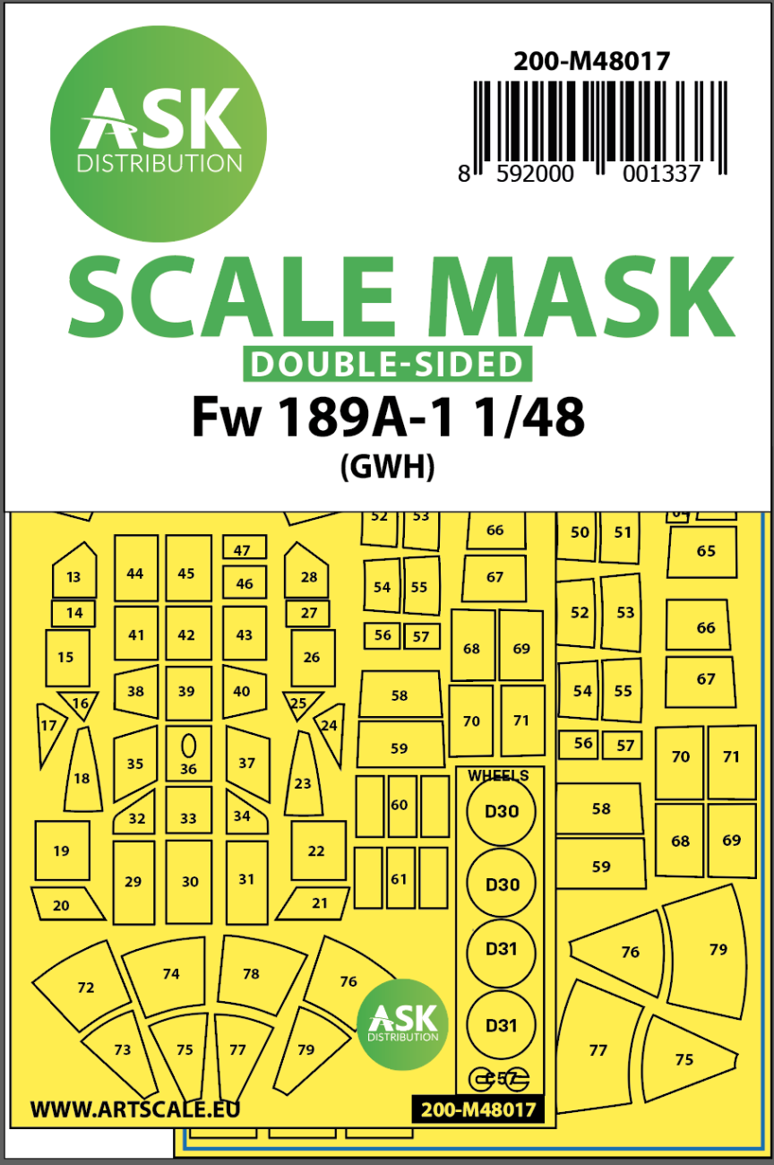 1:48 Focke Wulf Fw 189 double-sided painting mask for Great Wall Hobby