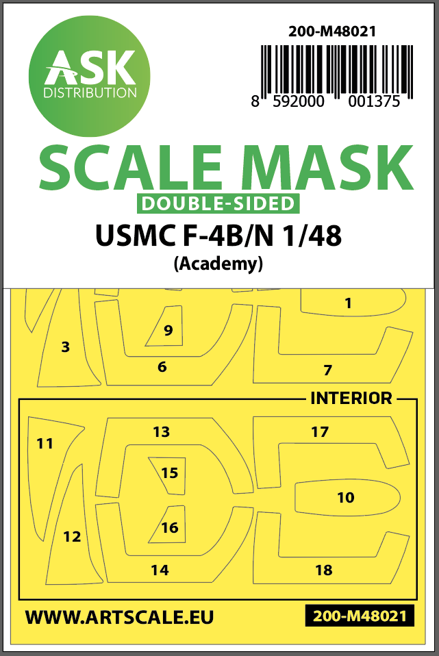 1:48 USMC F-4B/N double-sided painting mask for Academy