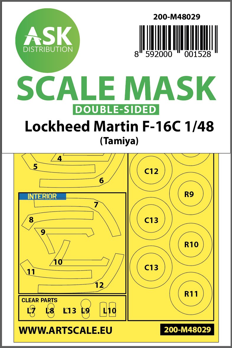 1:48 F-16C double-sided painting mask for Tamiya