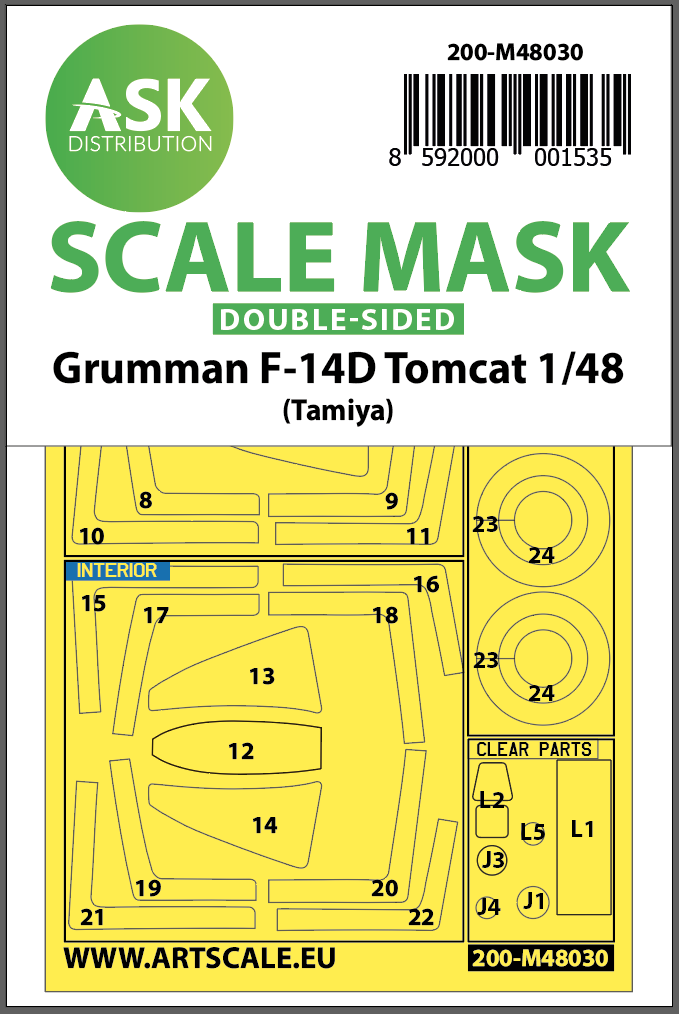 1:48 F-14D double-sided painting mask for Tamiya